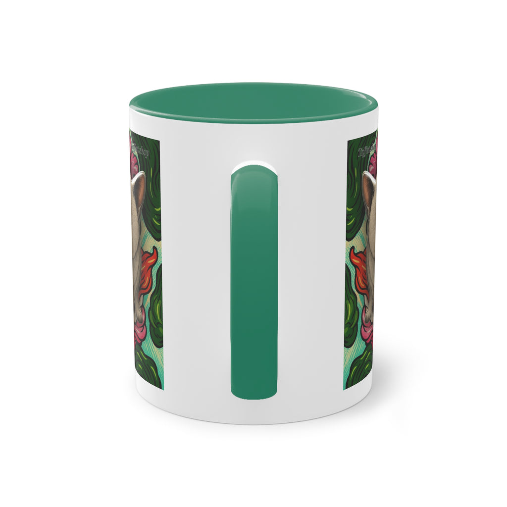 Mug – Cat BKH/BSH with flower in comic style, 325 ml