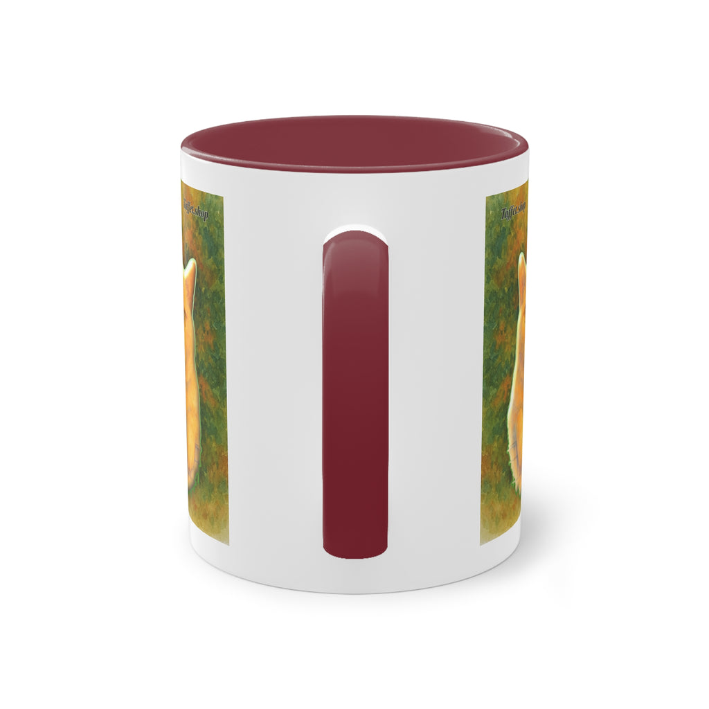 Mug – Red cat with trees and blue sky in watercolor style, 325 ml