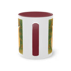 Mug – Red cat with trees and blue sky in watercolor style, 325 ml
