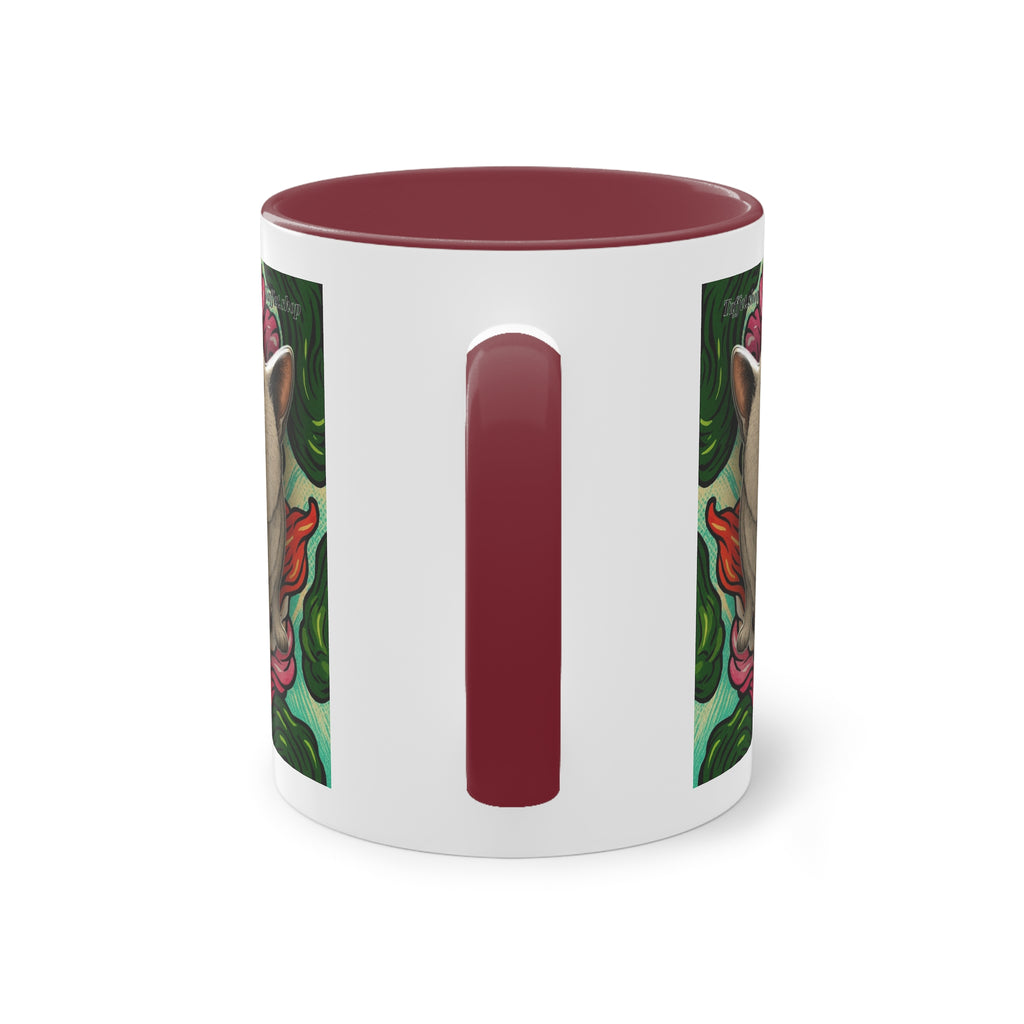 Mug – Cat BKH/BSH with flower in comic style, 325 ml