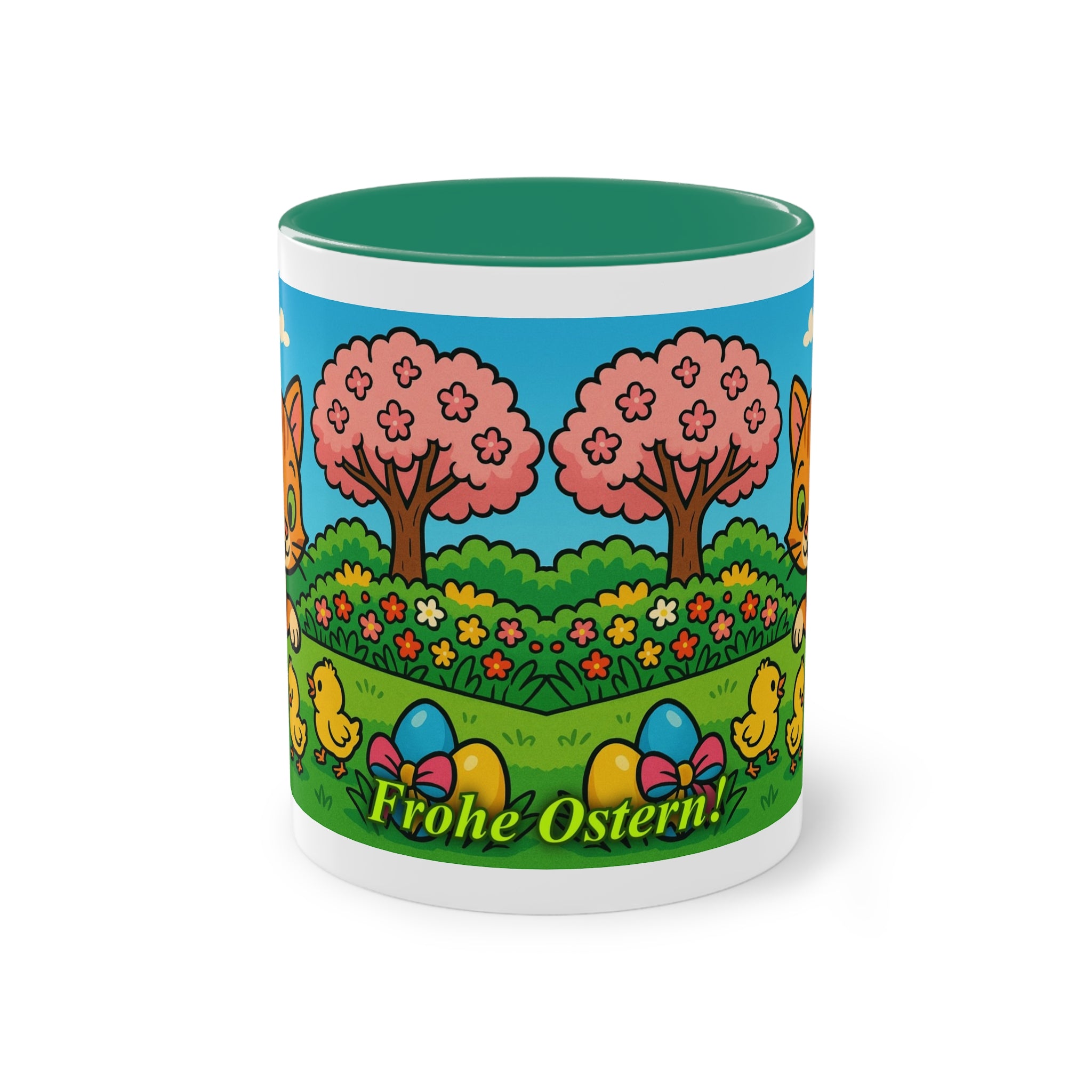 Mug – “Cat &amp; Chicks”, Easter/Spring, 325 ml