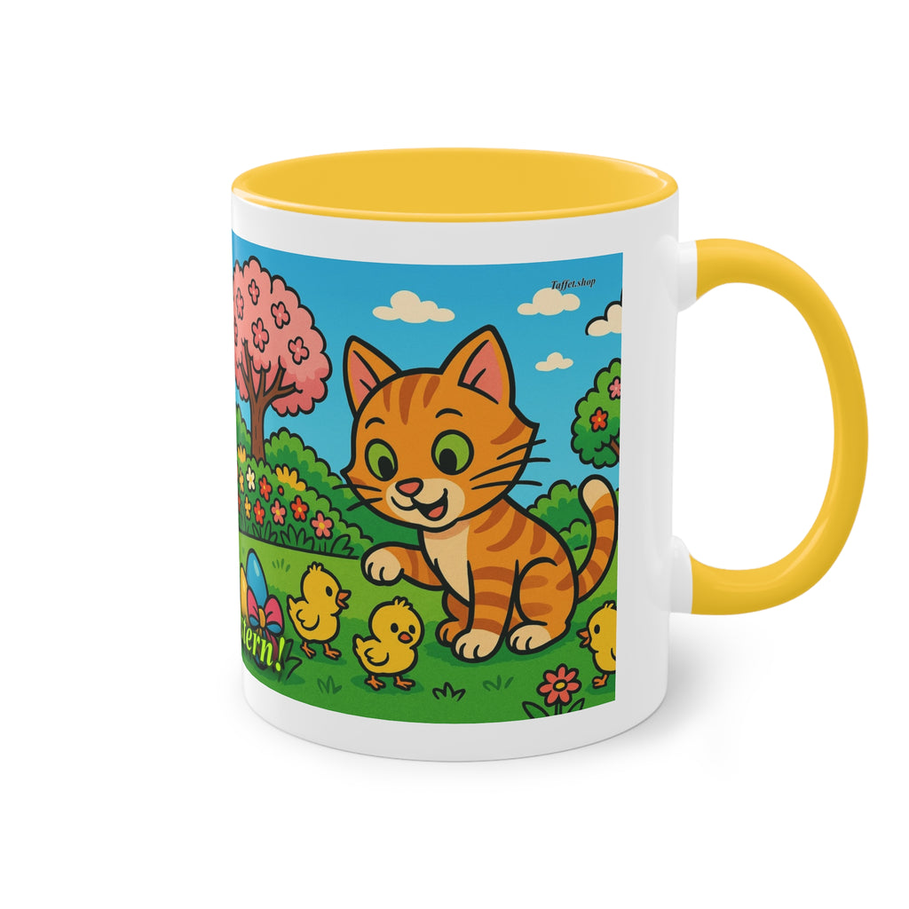 Mug – “Cat &amp; Chicks”, Easter/Spring, 325 ml