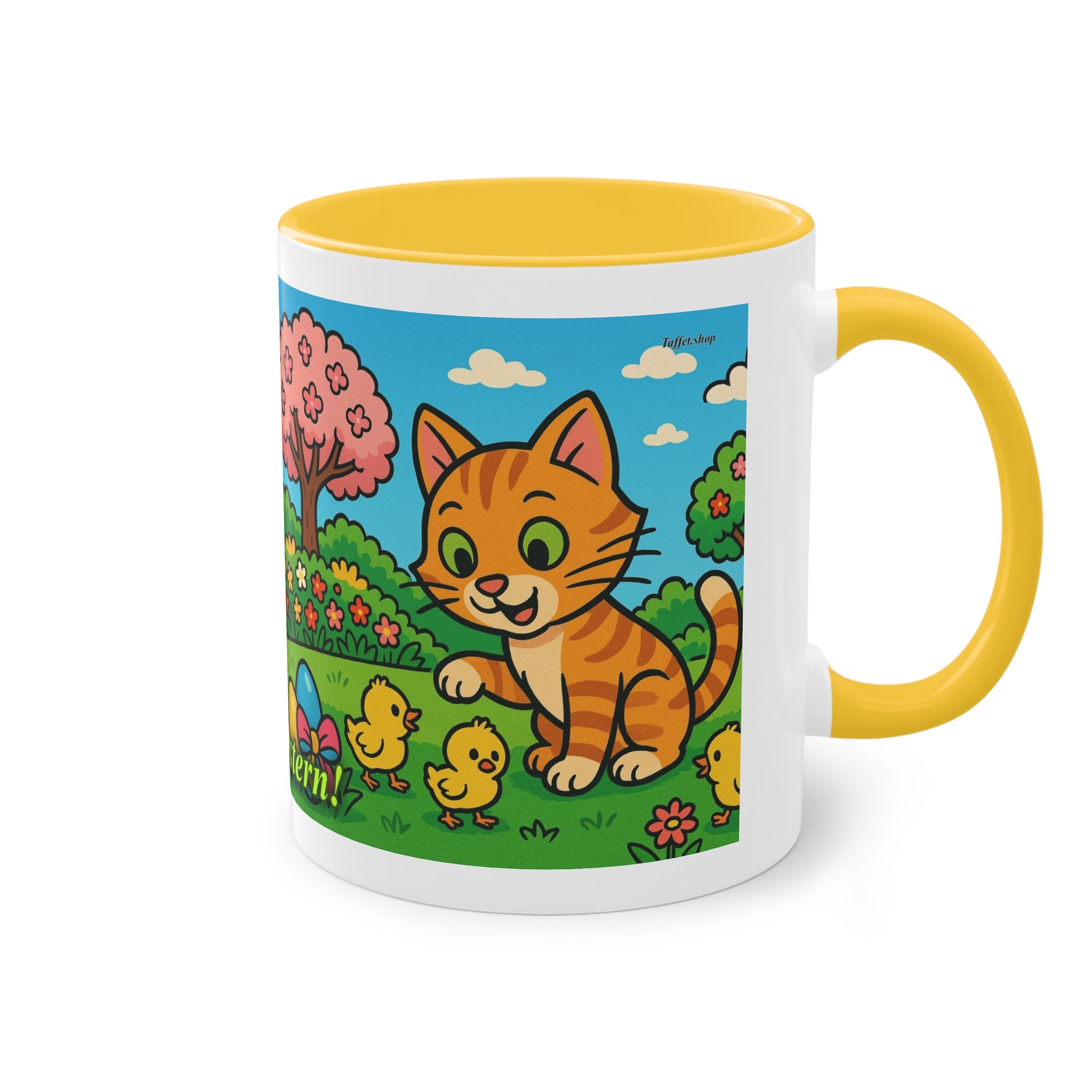 Mug – “Cat &amp; Chicks”, Easter/Spring, 325 ml
