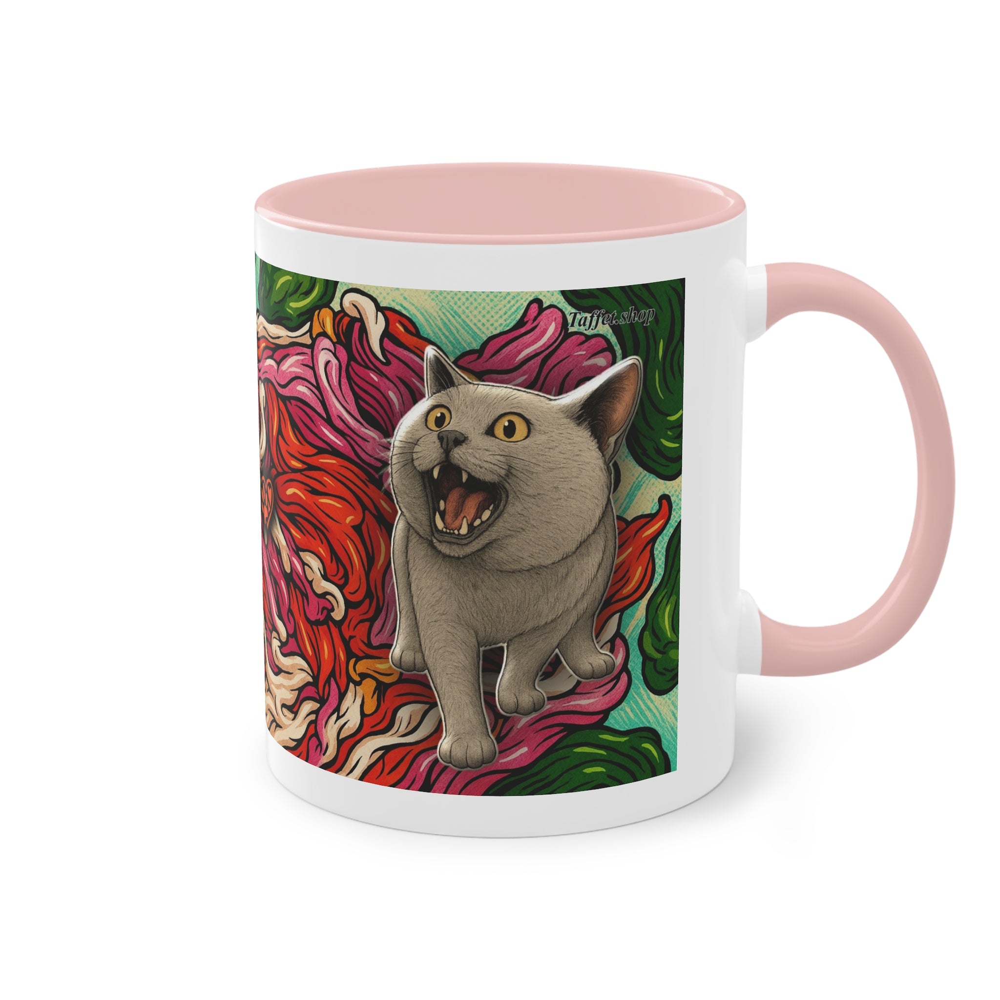 Mug – Cat BKH/BSH with flower in comic style, 325 ml
