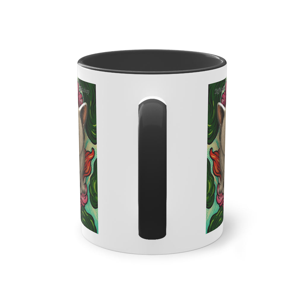 Mug – Cat BKH/BSH with flower in comic style, 325 ml