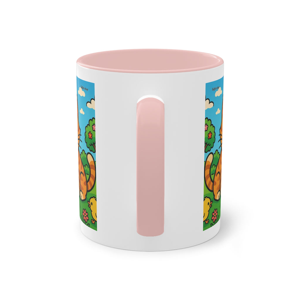 Mug – “Cat &amp; Chicks”, Easter/Spring, 325 ml