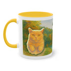 Mug – Red cat with trees and blue sky in watercolor style, 325 ml