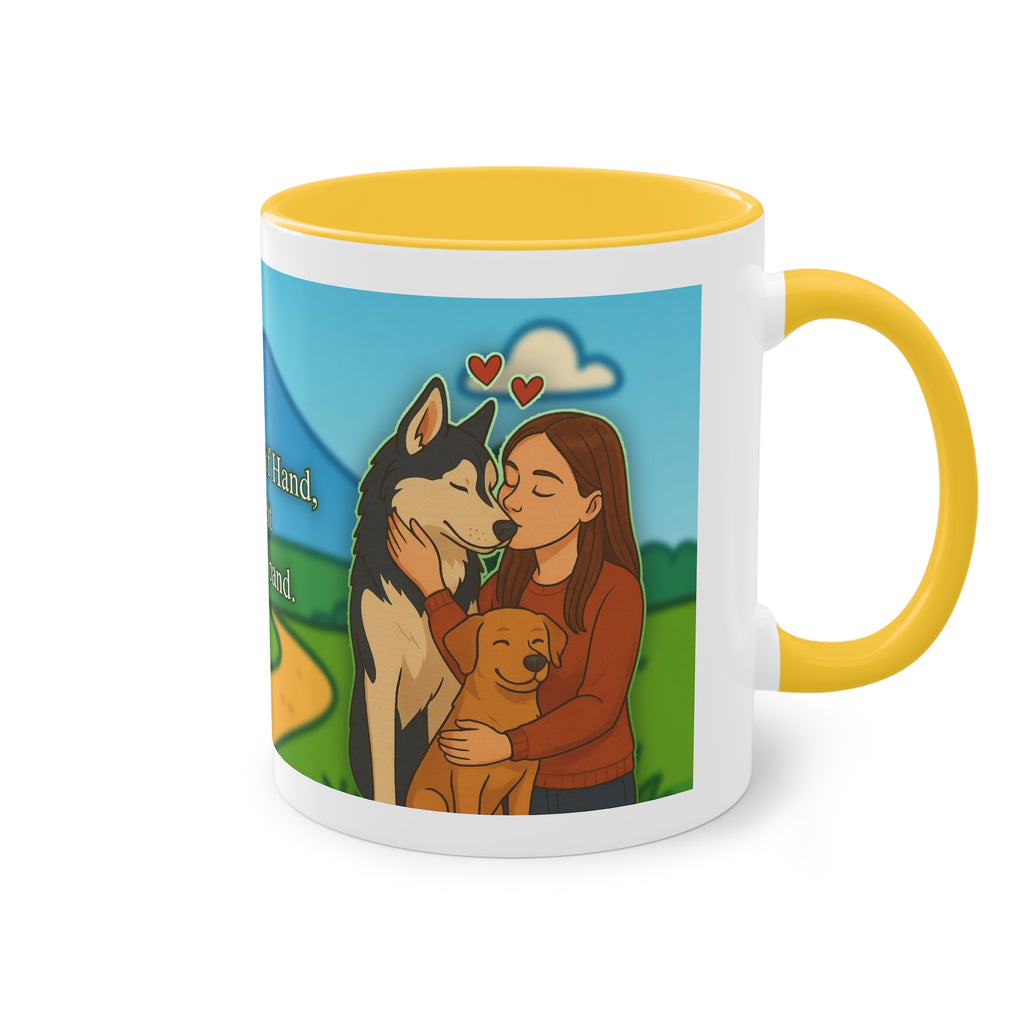 Mug – “Dog and Cat Love with Wife” in comic style, 325 ml