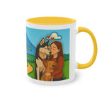 Mug – “Dog and Cat Love with Wife” in comic style, 325 ml