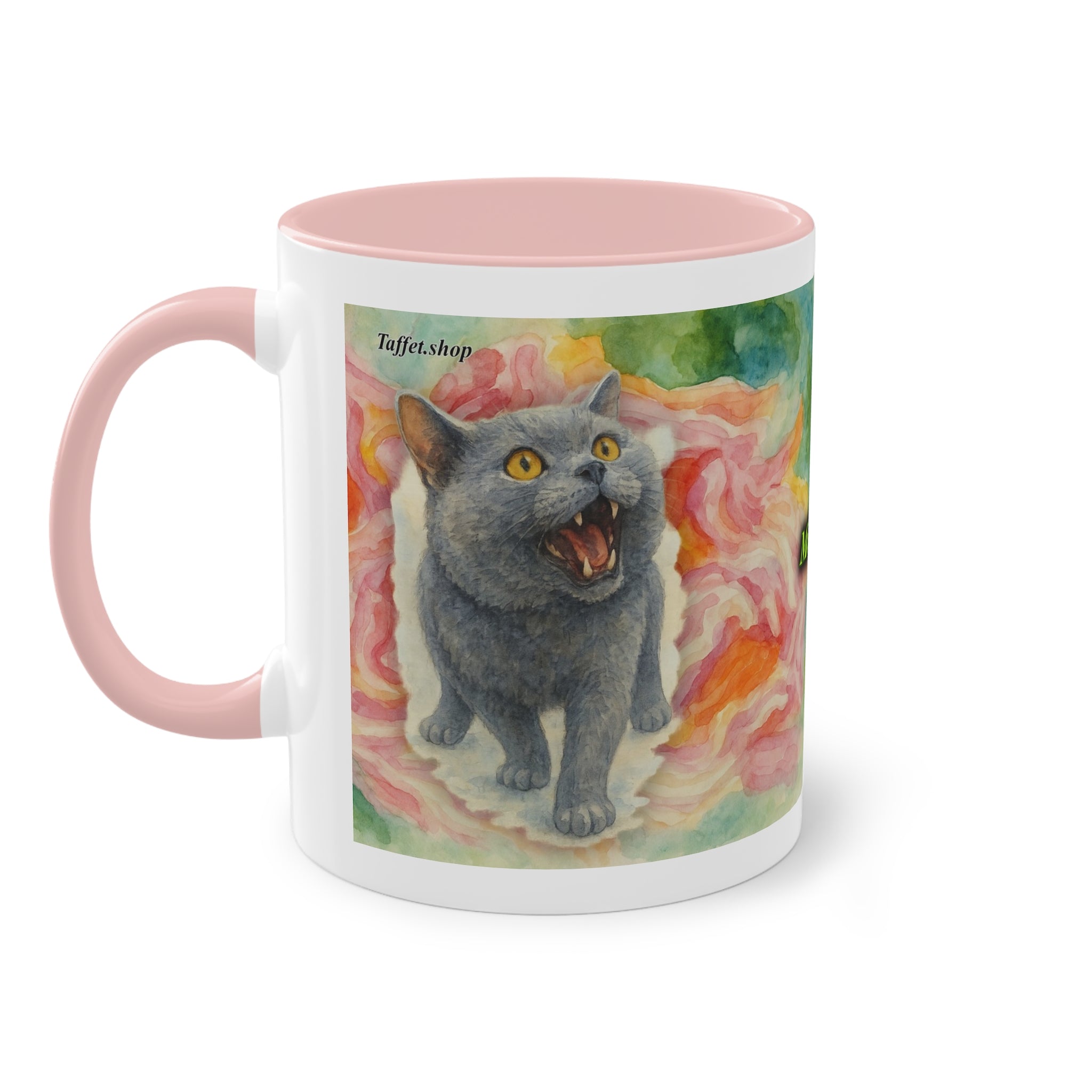 Mug – Cat BKH/BSH with flower in watercolor style, 325 ml