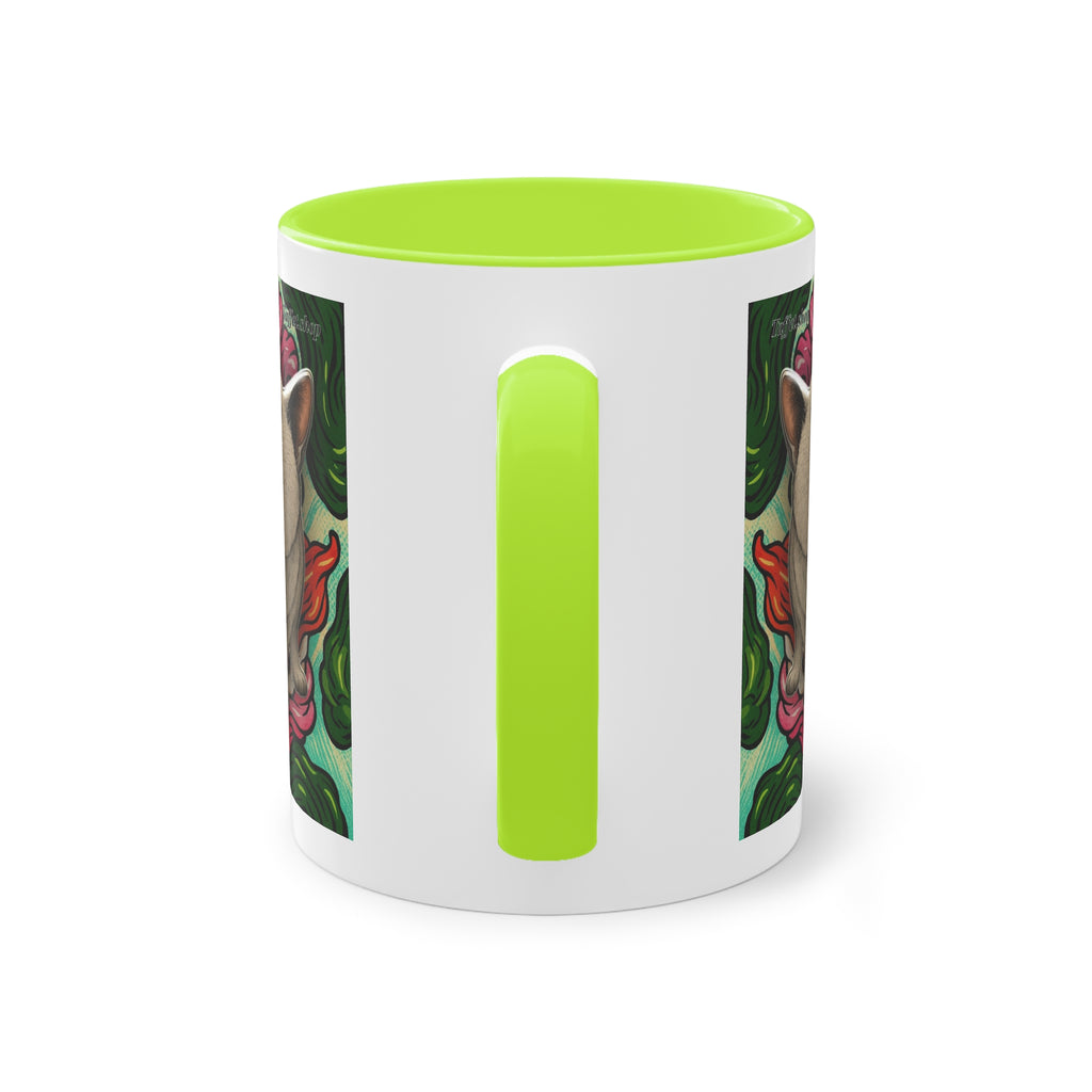 Mug – Cat BKH/BSH with flower in comic style, 325 ml