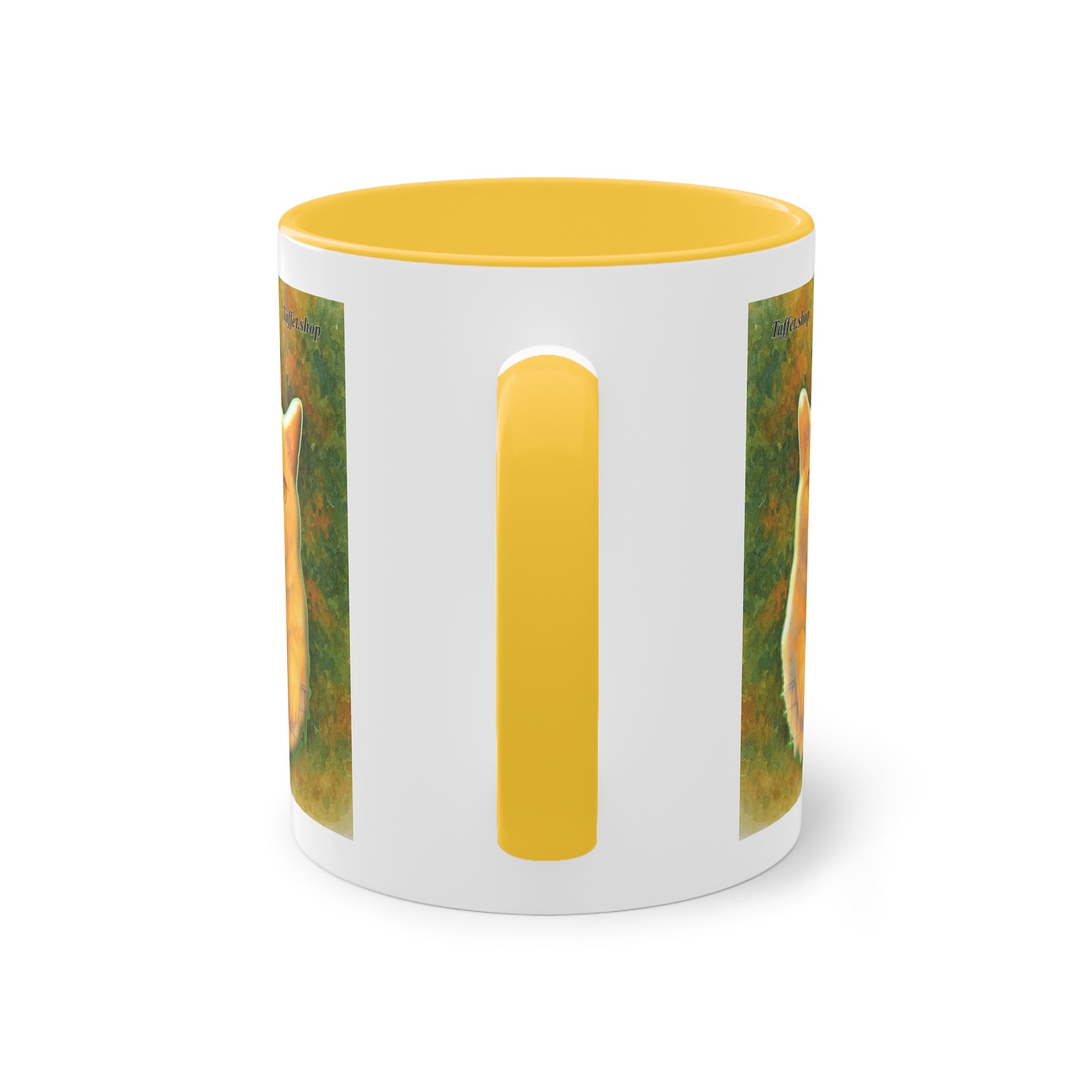 Mug – Red cat with trees and blue sky in watercolor style, 325 ml