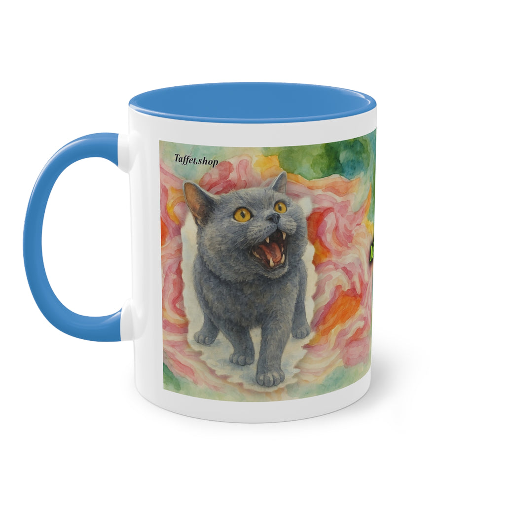 Mug – Cat BKH/BSH with flower in watercolor style, 325 ml