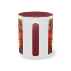 Mug – Red cat with trees and blue sky in comic style, 325 ml 