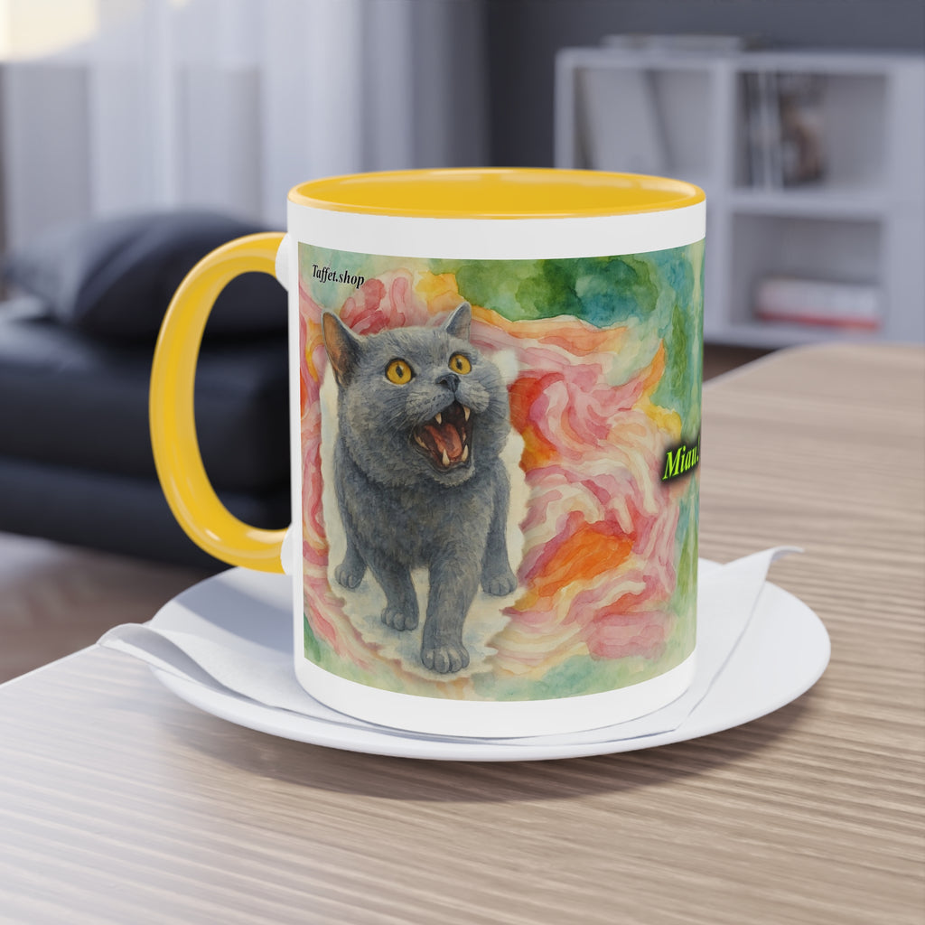 Mug – Cat BKH/BSH with flower in watercolor style, 325 ml