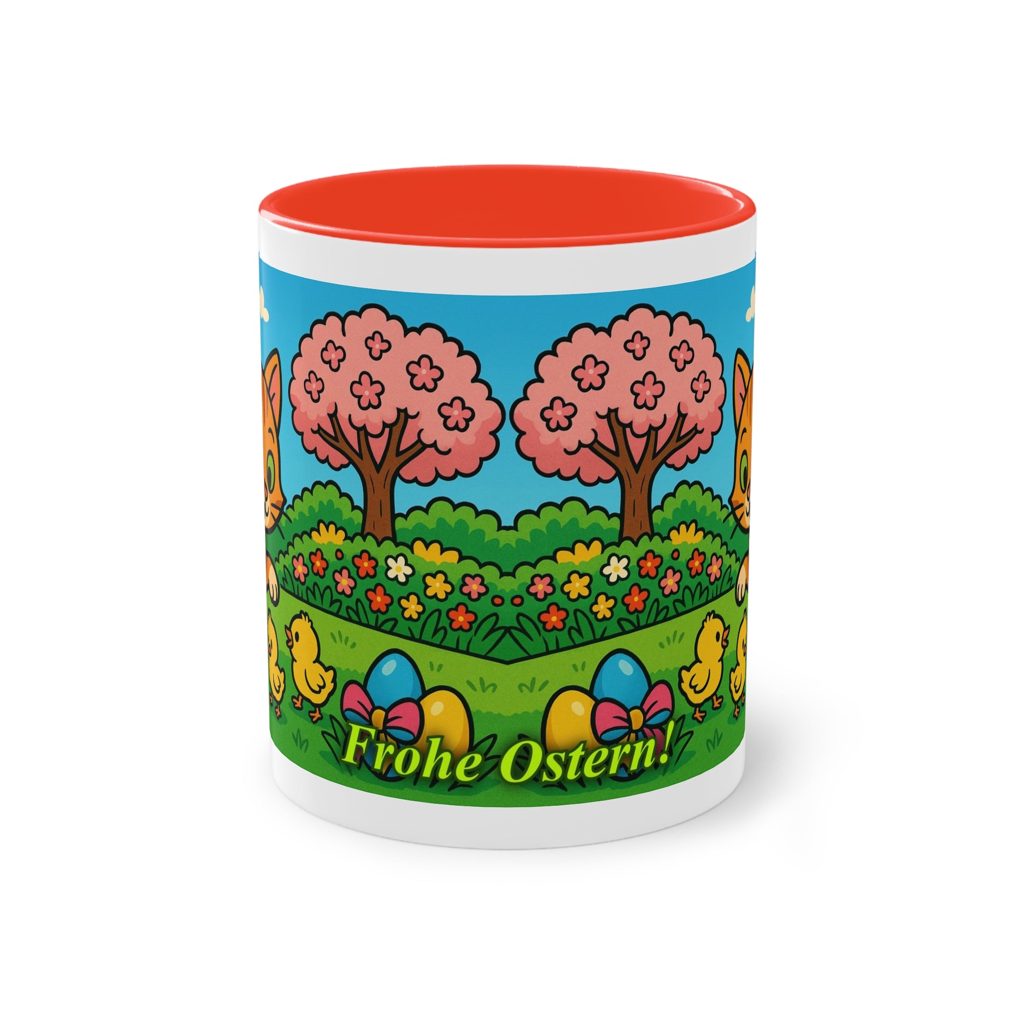Mug – “Cat &amp; Chicks”, Easter/Spring, 325 ml