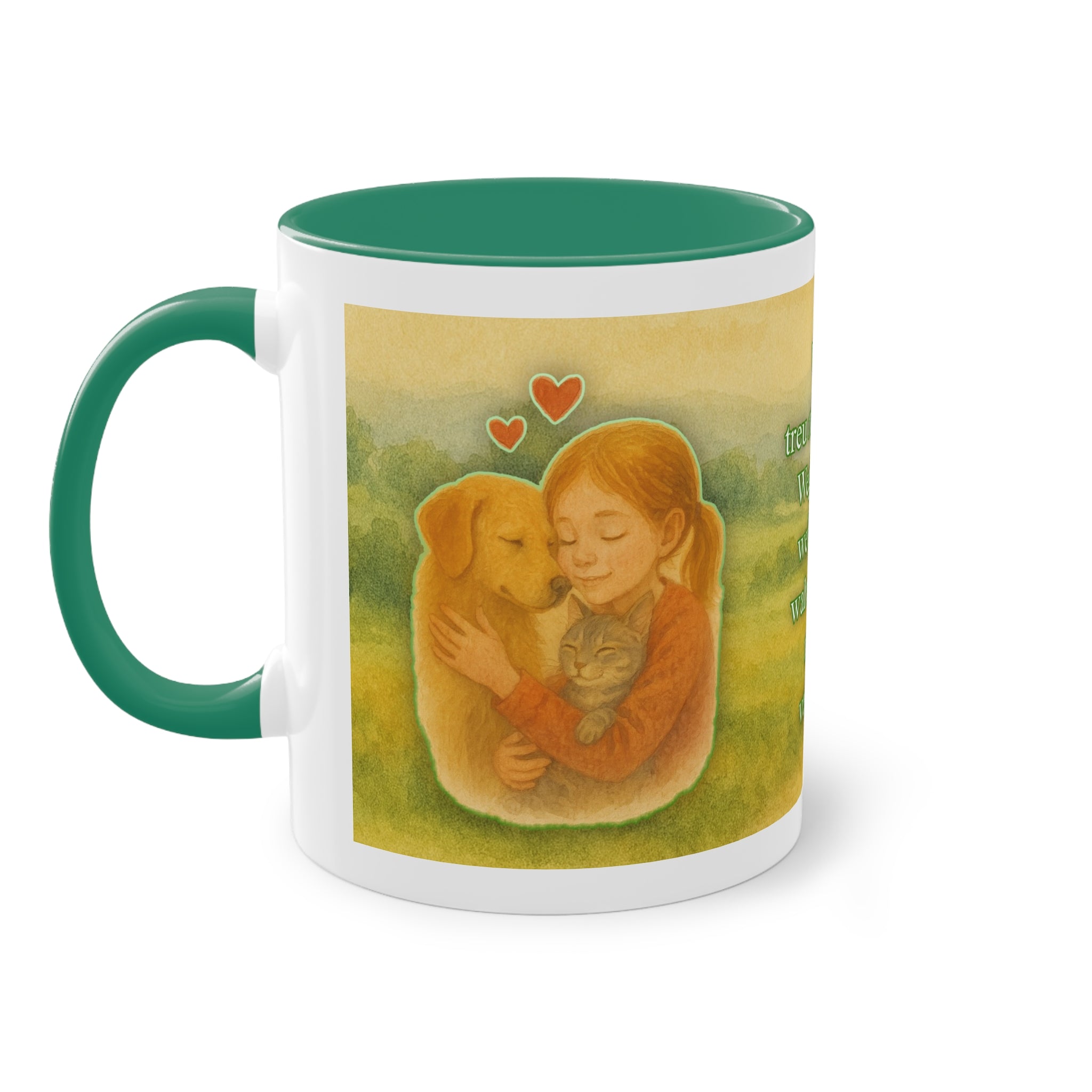 Mug – “Dog and Girl” in watercolor style, 325 ml