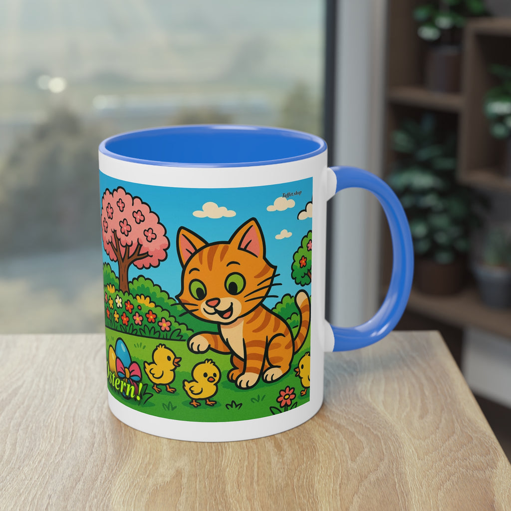 Mug – “Cat &amp; Chicks”, Easter/Spring, 325 ml