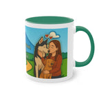 Mug – “Dog and Cat Love with Wife” in comic style, 325 ml