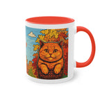 Mug – Red cat with trees and blue sky in comic style, 325 ml 