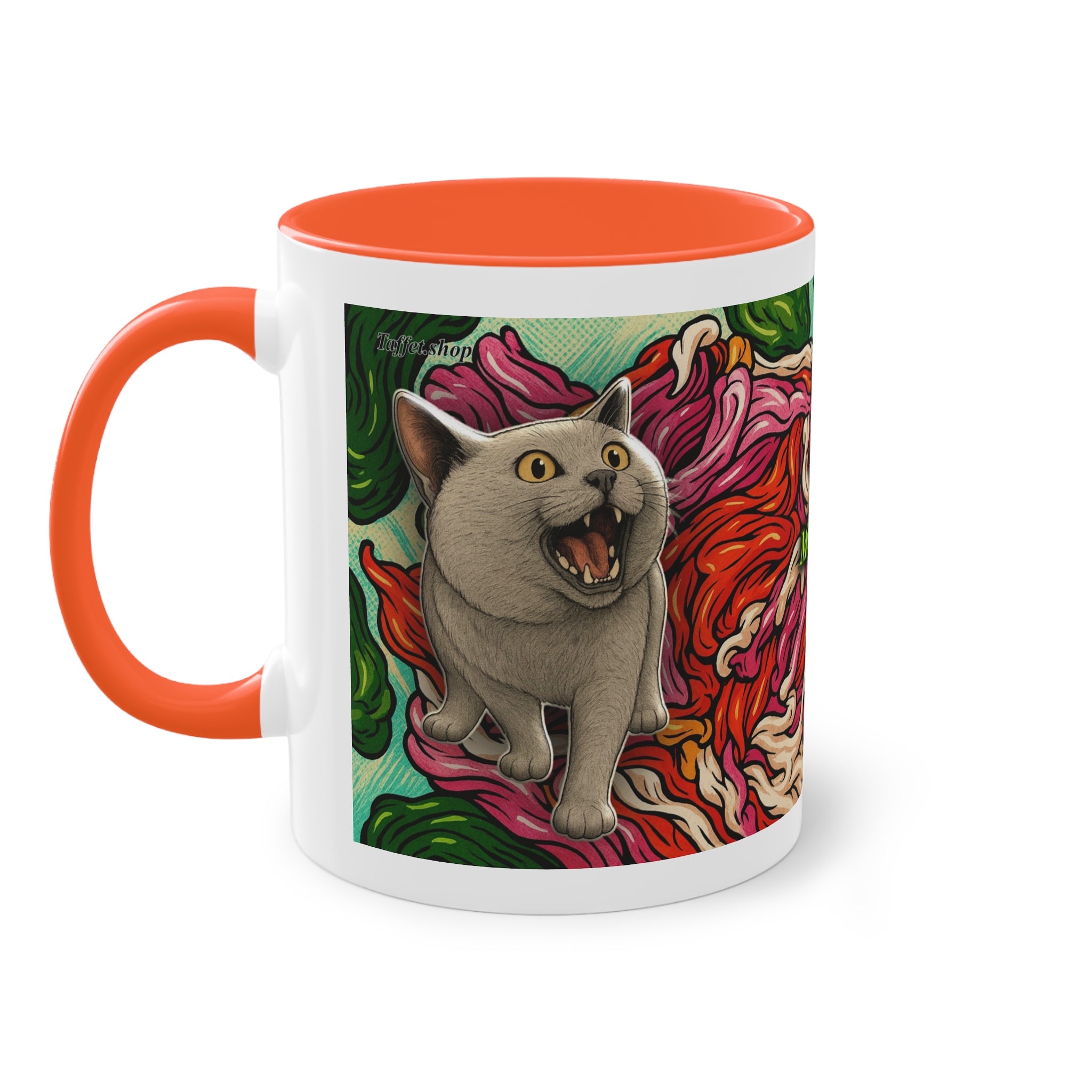 Mug – Cat BKH/BSH with flower in comic style, 325 ml