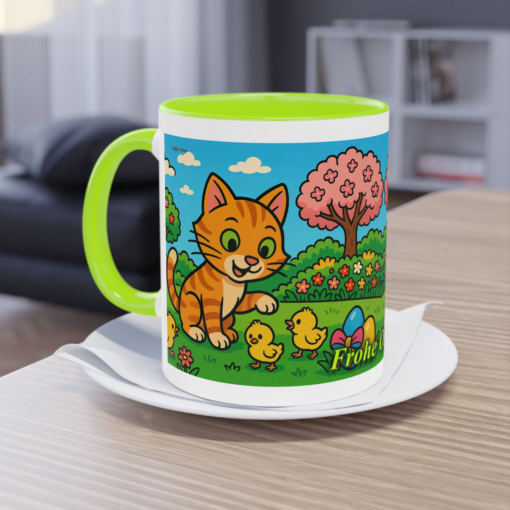 Mug – “Cat &amp; Chicks”, Easter/Spring, 325 ml