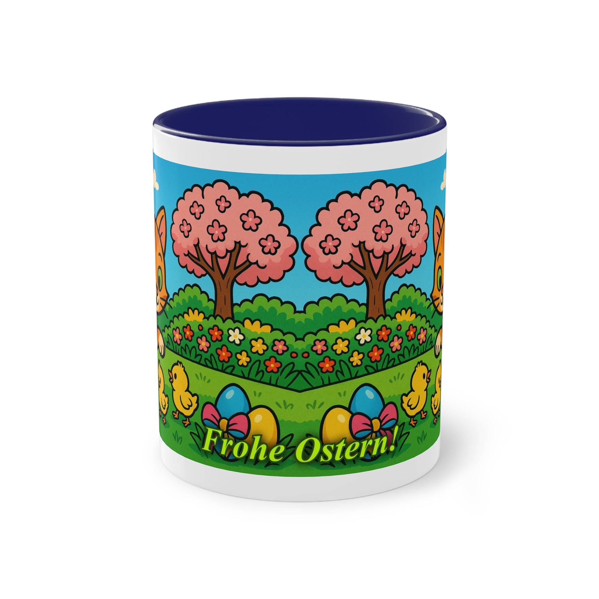 Mug – “Cat &amp; Chicks”, Easter/Spring, 325 ml