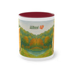 Mug – Red cat with trees and blue sky in watercolor style, 325 ml