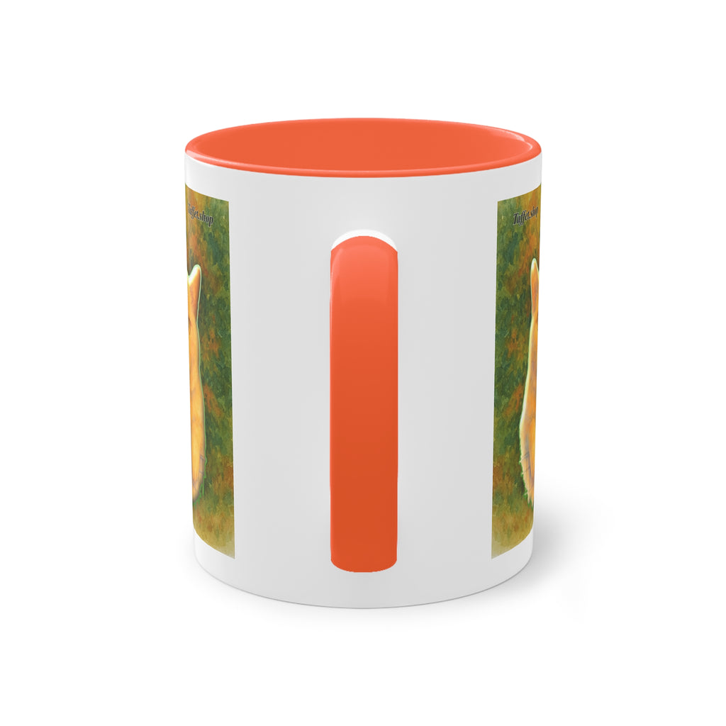 Mug – Red cat with trees and blue sky in watercolor style, 325 ml