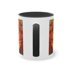 Mug – Red cat with trees and blue sky in comic style, 325 ml 