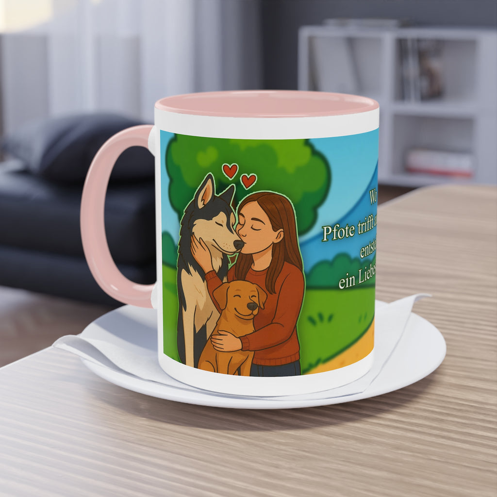 Mug – “Dog and Cat Love with Wife” in comic style, 325 ml
