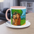 Mug – “Dog and Cat Love with Wife” in comic style, 325 ml