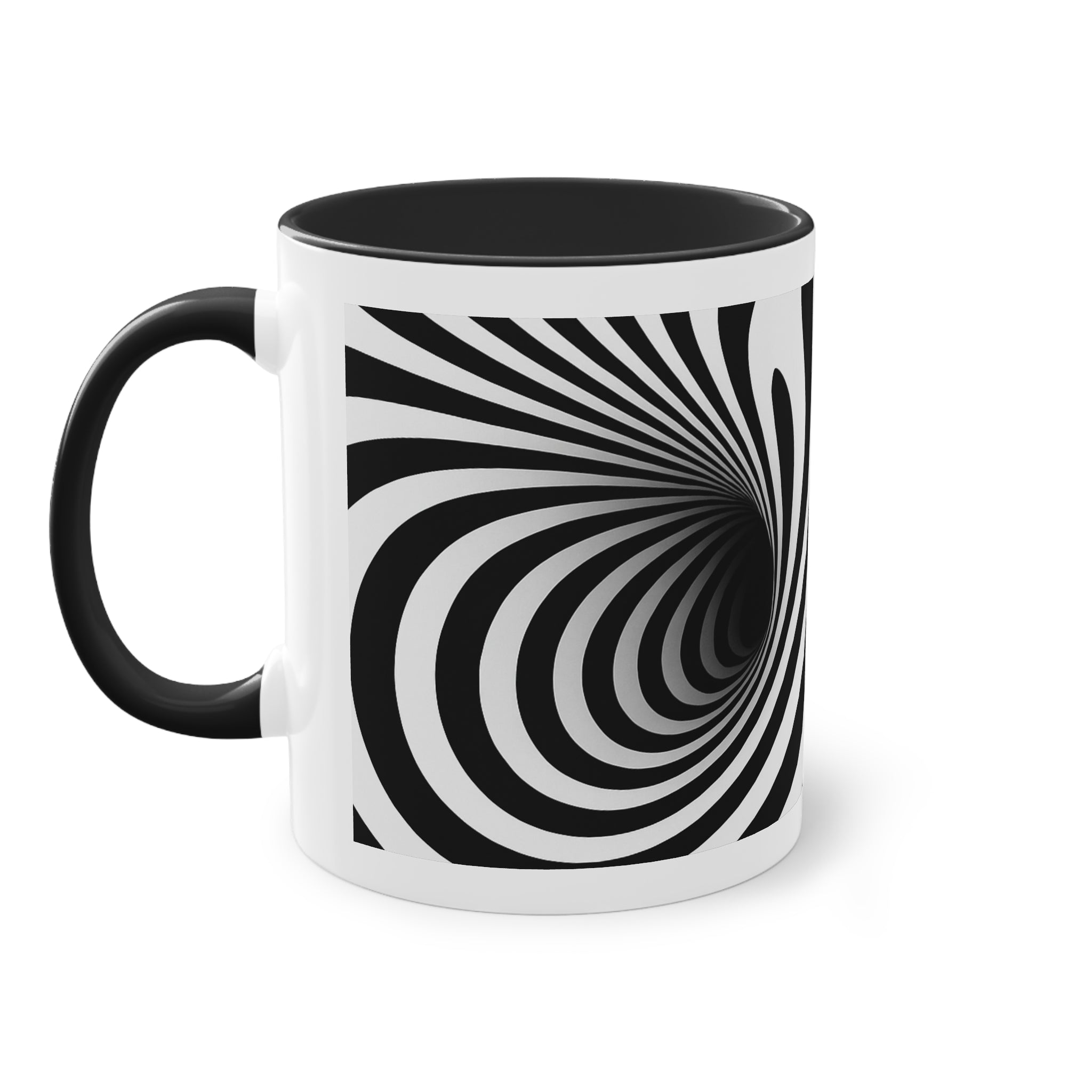 "Deep Spiral" designer mug from the "Black &amp; White" collection by Taffet.shop, 325 ml