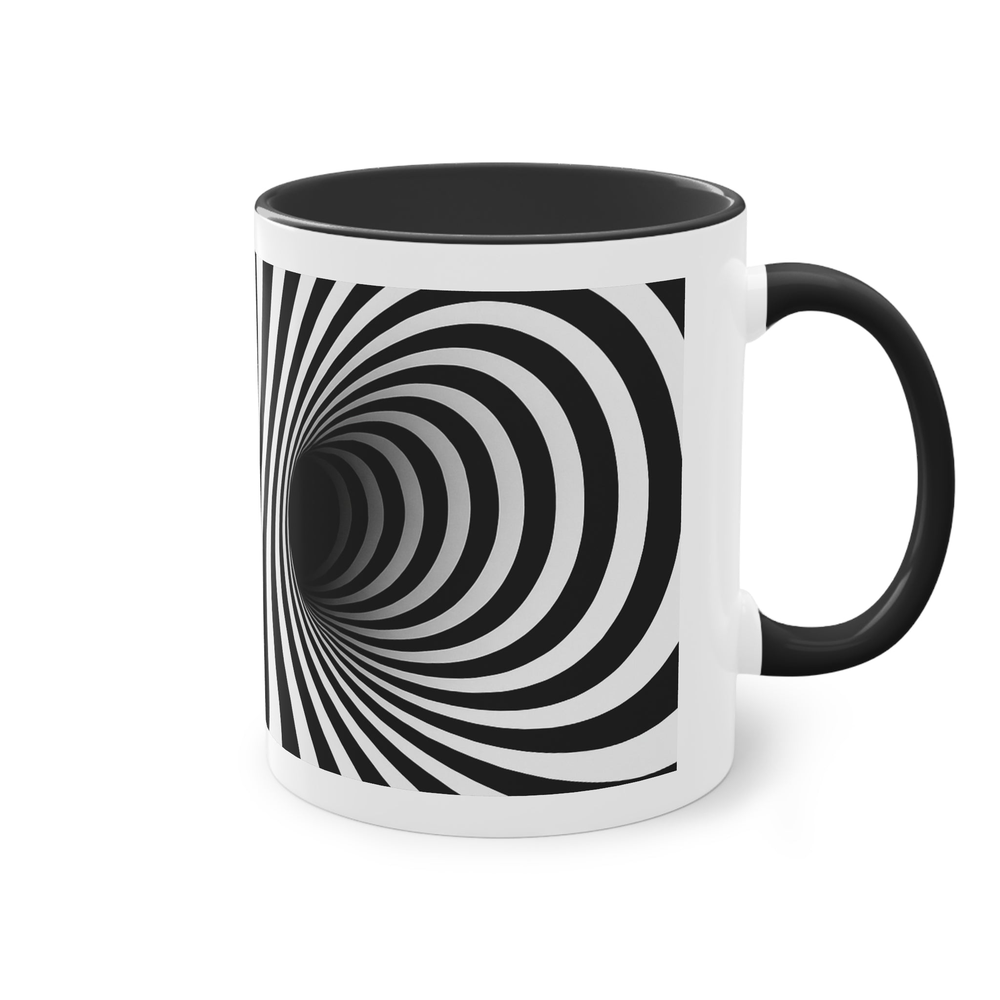 "Deep Spiral" designer mug from the "Black &amp; White" collection by Taffet.shop, 325 ml