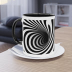 "Deep Spiral" designer mug from the "Black &amp; White" collection by Taffet.shop, 325 ml