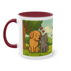 Mug – “Dog and Cat with Hearts” in comic style, 325 ml