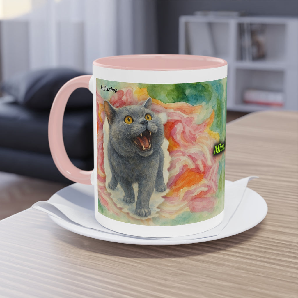 Mug – Cat BKH/BSH with flower in watercolor style, 325 ml