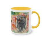 Mug – Cat BKH/BSH with flower in watercolor style, 325 ml