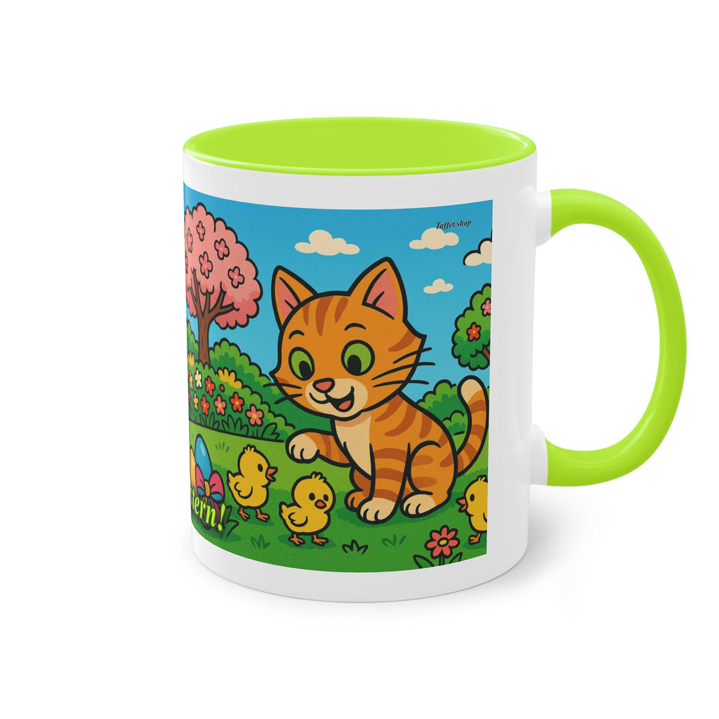 Mug – “Cat &amp; Chicks”, Easter/Spring, 325 ml