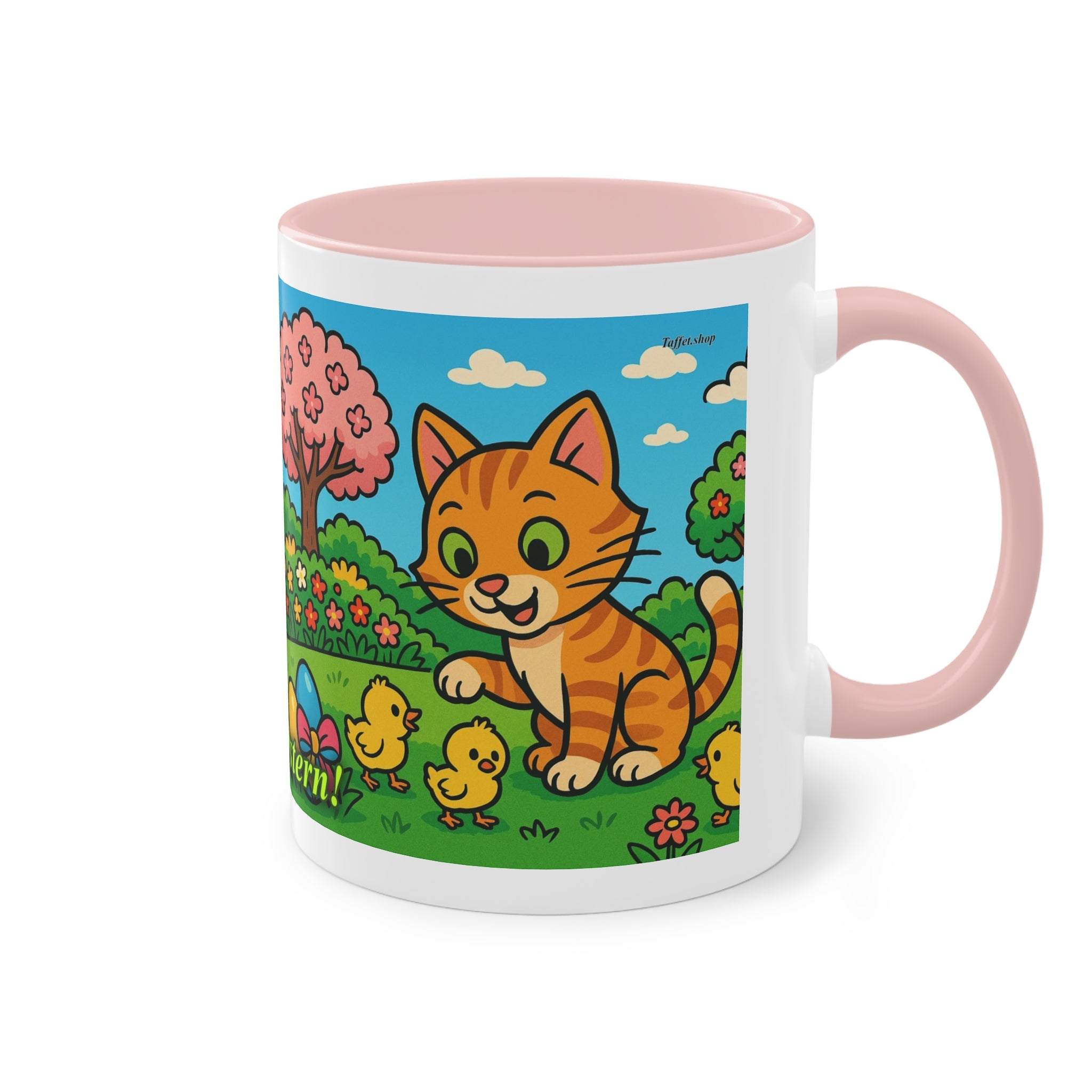 Mug – “Cat &amp; Chicks”, Easter/Spring, 325 ml