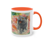 Mug – Cat BKH/BSH with flower in watercolor style, 325 ml