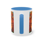 Mug – Red cat with trees and blue sky in comic style, 325 ml 