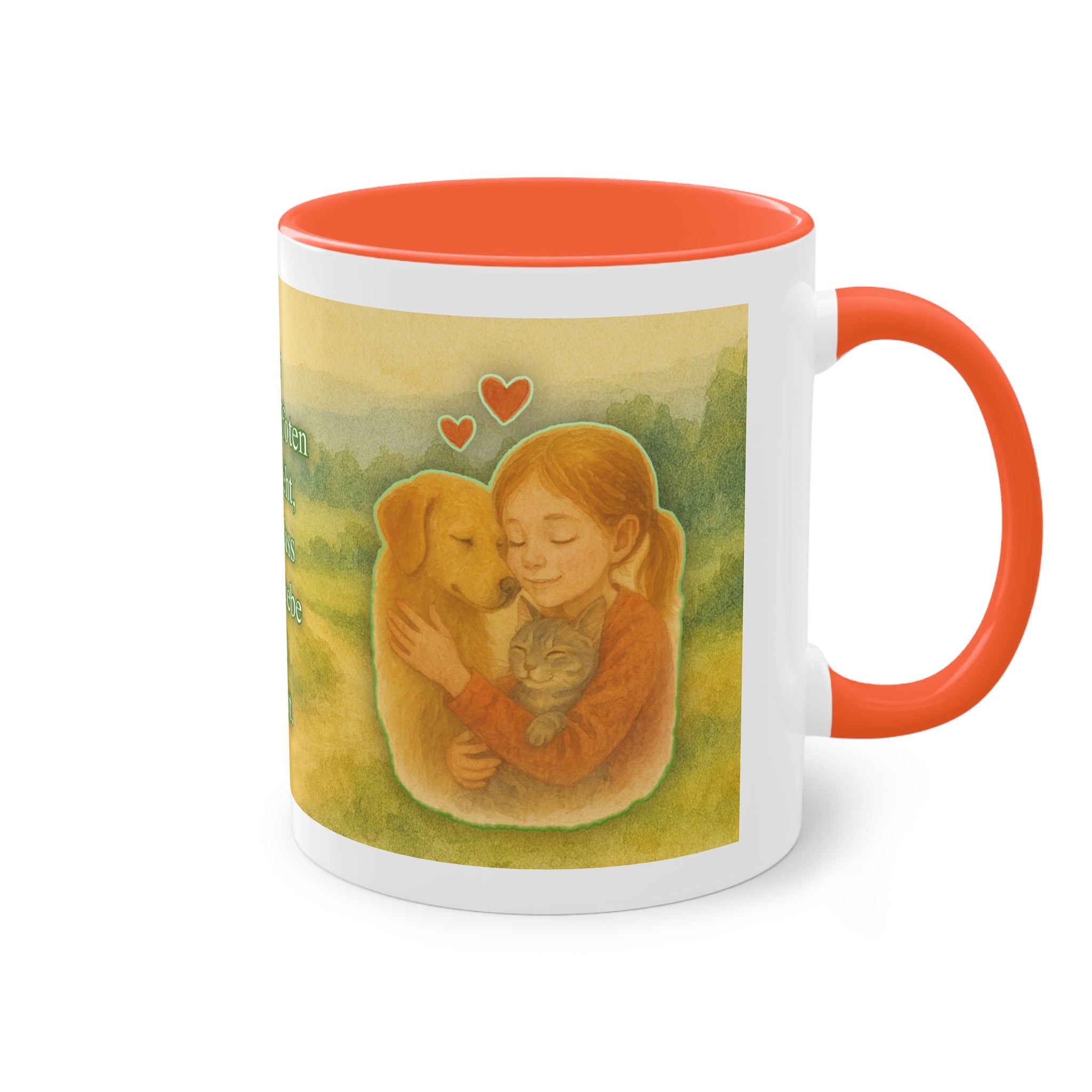 Mug – “Dog and Girl” in watercolor style, 325 ml