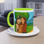 Mug – “Dog and Cat Love with Wife” in comic style, 325 ml