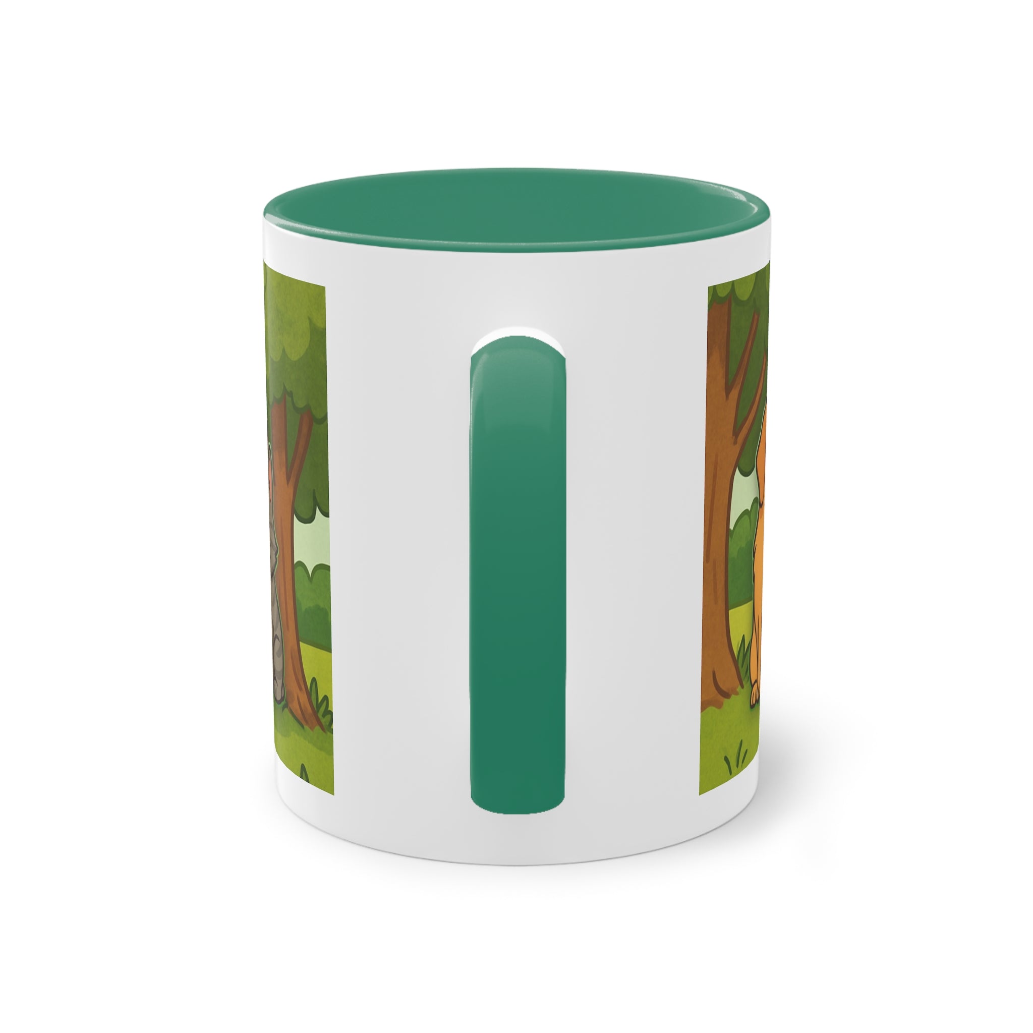 Mug – “Dog and Cat with Hearts” in comic style, 325 ml