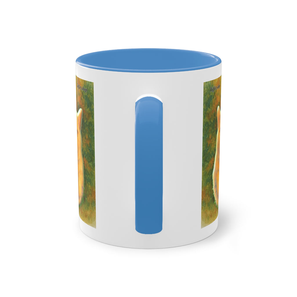 Mug – Red cat with trees and blue sky in watercolor style, 325 ml