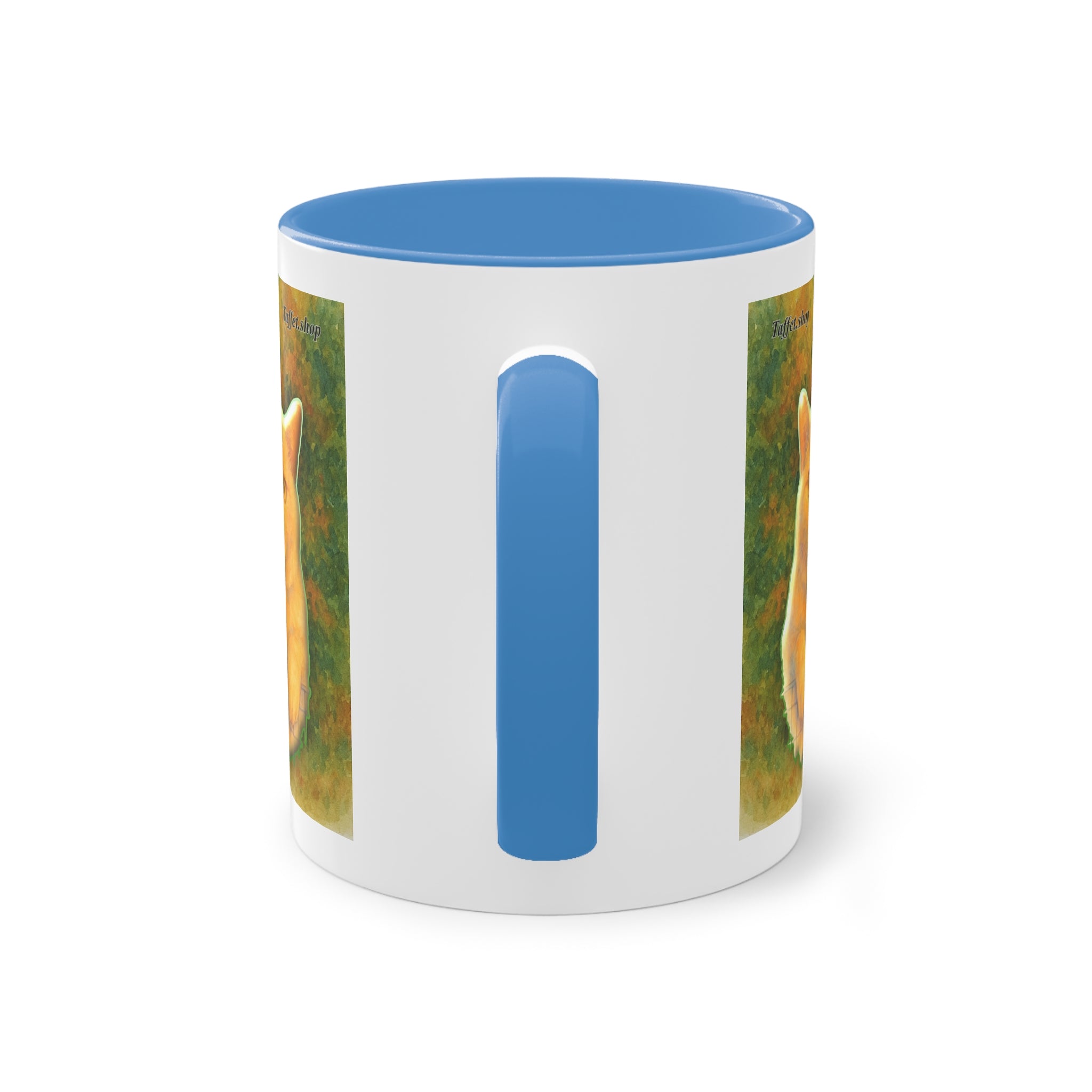 Mug – Red cat with trees and blue sky in watercolor style, 325 ml