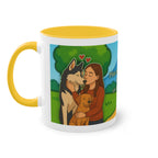 Mug – “Dog and Cat Love with Wife” in comic style, 325 ml