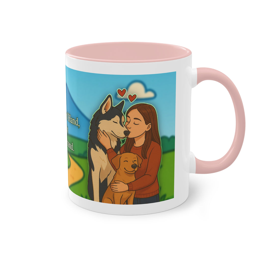 Mug – “Dog and Cat Love with Wife” in comic style, 325 ml