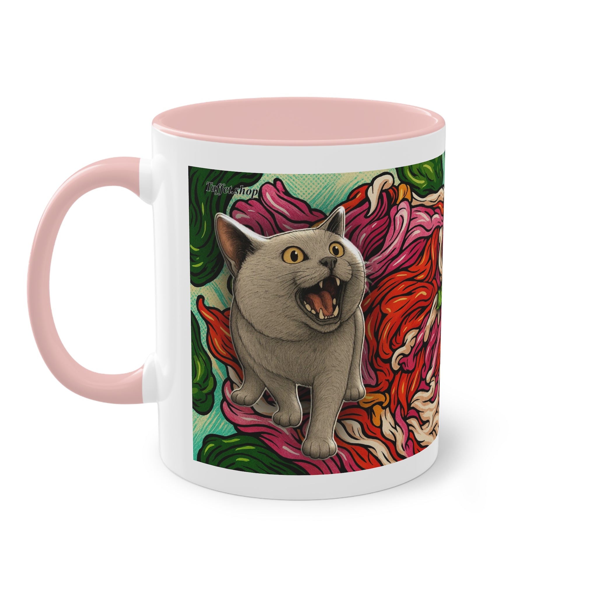 Mug – Cat BKH/BSH with flower in comic style, 325 ml